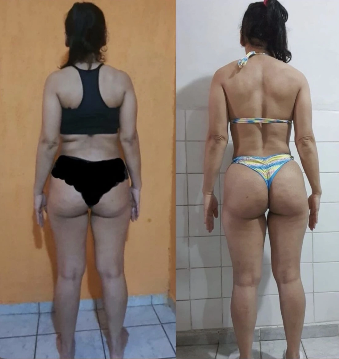 Antes e depois — transformação de glúteos e pernas de aluna