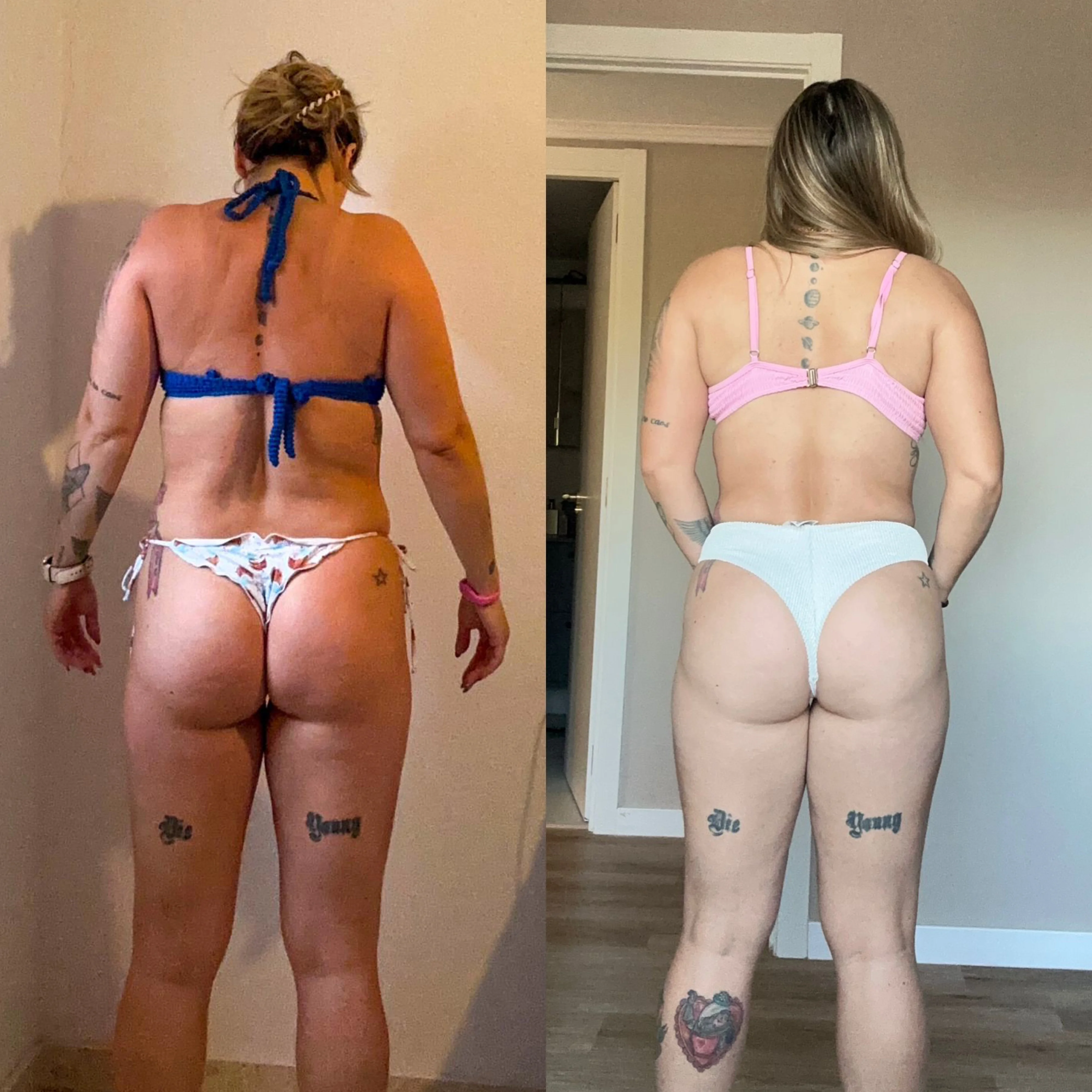 Antes e depois — recomposição corporal de aluna